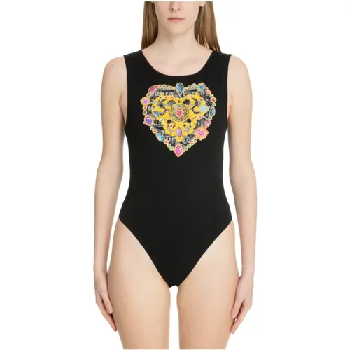 Gemustertes Heart Couture Bodysuit Verschluss , Damen, Größe: XS - Versace Jeans Couture - Modalova