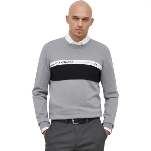 Grauer Pullover Maglia Stil , Herren, Größe: S - Armani Exchange - Modalova