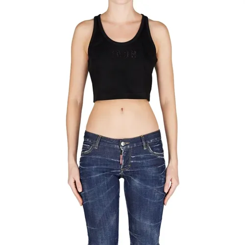 Crystal Top - Schwarz, L , Damen, Größe: XS - Dsquared2 - Modalova