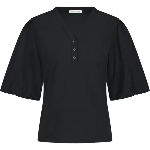 Schicke Schwarze Bluse mit Puffärmeln , Damen, Größe: S - Jane Lushka - Modalova