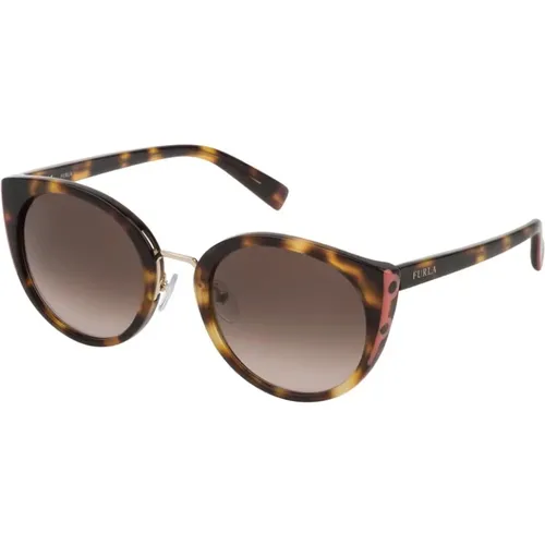 Montura havana oscuro/brillo gradient sunglasses , female, Sizes: 54 MM - Furla - Modalova