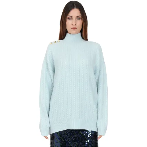 Chunky Knit Sweater with Jewel Buttons , female, Sizes: M - Chiara Ferragni Collection - Modalova