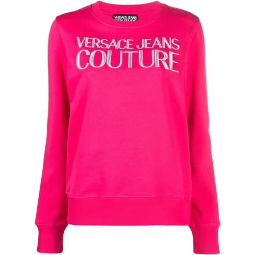Rosa Baumwoll Fleece Pullover , Damen, Größe: XS - Versace Jeans Couture - Modalova
