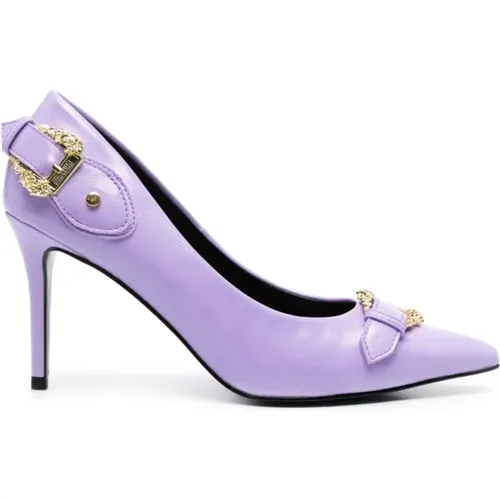 Lila flache Schuhe mit goldenen Schnallen - Versace Jeans Couture - Modalova