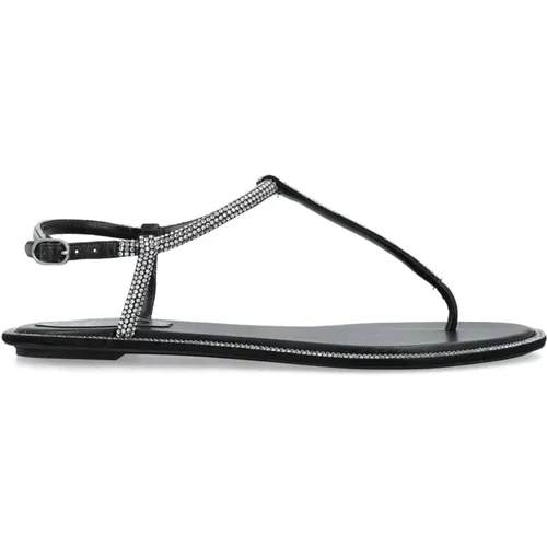 Crystal Flat Sandals , female, Sizes: 3 UK - René Caovilla - Modalova