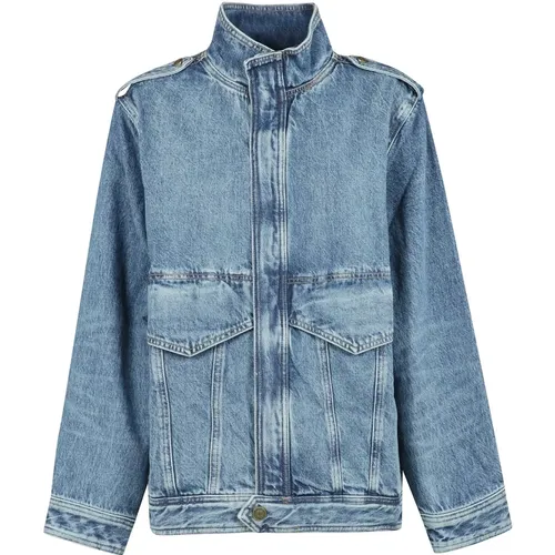 Denim Power Jacke , Damen, Größe: M - Frame - Modalova