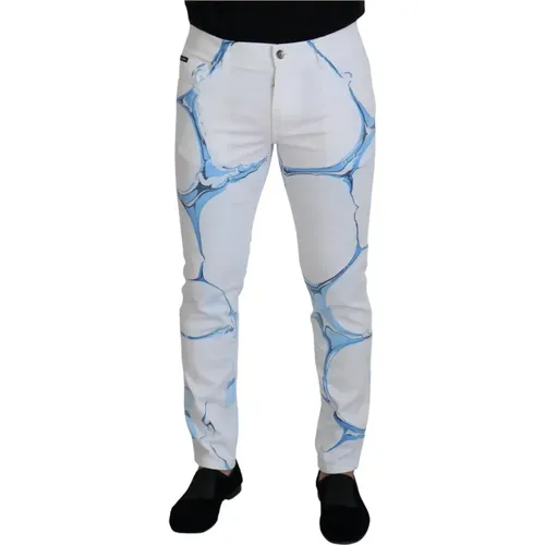 Weiße Blaue Denim Skinny Fit Jeans - Dolce & Gabbana - Modalova