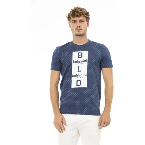 Schickes Blaues Baumwoll-T-Shirt , Herren, Größe: M - Baldinini - Modalova