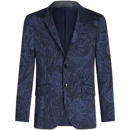 Paisley Jacquard Jacket - Blue and , male, Sizes: L - ETRO - Modalova