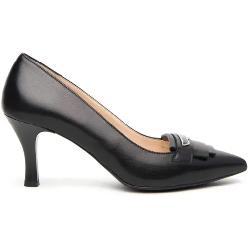 Schwarze Leder-High-Heels , Damen, Größe: 37 EU - Nerogiardini - Modalova