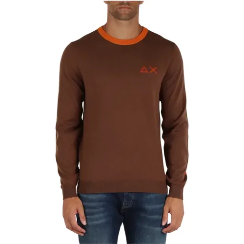 Merino Wool Cotton Sweater Contrast Inserts , male, Sizes: L, XL, M, S, 2XL - Sun68 - Modalova