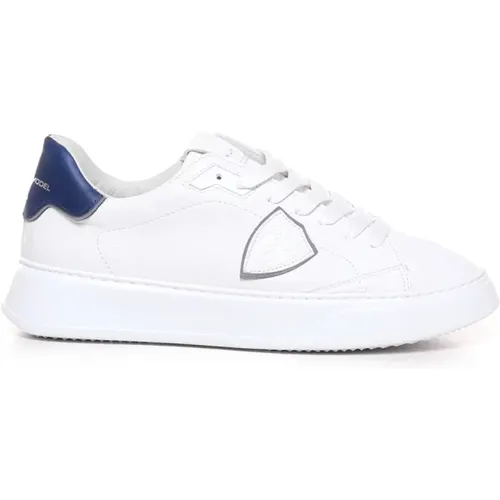 Logo Sneakers Blue Calfskin , male, Sizes: 6 UK, 5 UK, 10 UK, 8 UK - Philippe Model - Modalova