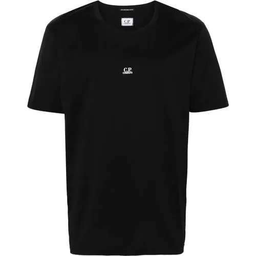 Schwarzes Logo Print Baumwoll T-Shirt , Herren, Größe: L - C.P. Company - Modalova
