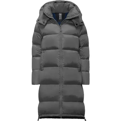 Long Down Jacket with Detachable Hood in Bright Nylon , female, Sizes: XS, S - BomBoogie - Modalova