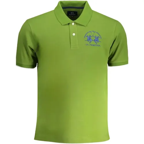 Grünes Baumwoll-Poloshirt mit Kurzen Ärmeln , Herren, Größe: 2XL - LA MARTINA - Modalova