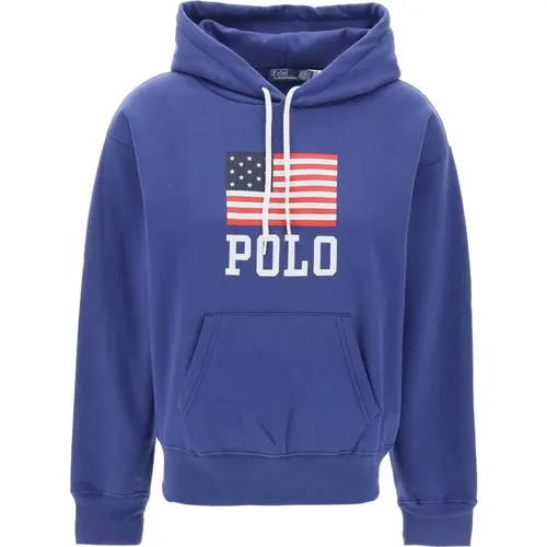 Hooded sweatshirt with flag print , female, Sizes: XS - Polo Ralph Lauren - Modalova