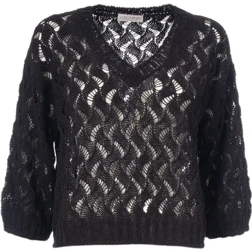 Linen, Cotton, and Silk Knit Sweater , female, Sizes: M, S - Le Tricot Perugia - Modalova