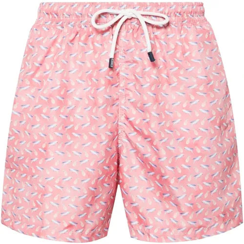 Polyester Swim Shorts with Elastic Belt , male, Sizes: L, M - Fedeli - Modalova