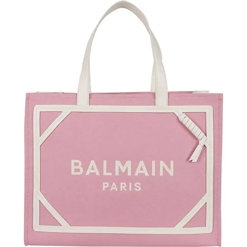 Rose Creme Canvas Shopper Bag , female, Sizes: ONE SIZE - Balmain - Modalova