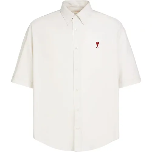 Weiße Baumwollhemd mit Ami de Coeur Monogramm , Herren, Größe: S - Ami Paris - Modalova