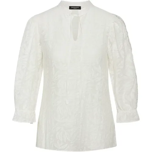 Feminine Bluse mit Kinakragen und Bestickten Ärmeln , Damen, Größe: XS - Bruuns Bazaar - Modalova