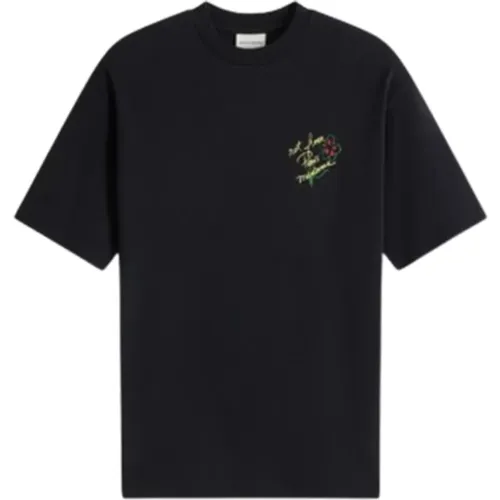 Slogan Sketch T-Shirt in Schwarz , Herren, Größe: XL - Drole de Monsieur - Modalova