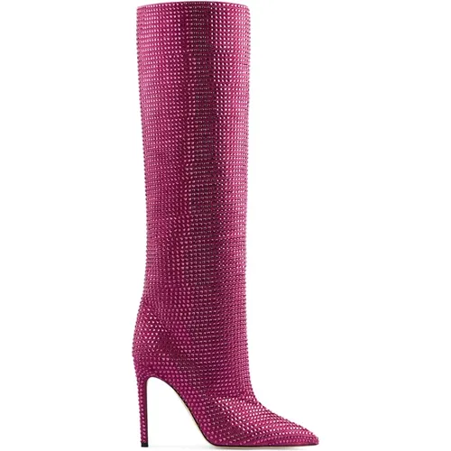 Holly Fuchsia Velour Crystal Boots , female, Sizes: 5 1/2 UK, 3 UK, 4 1/2 UK, 5 UK - Paris Texas - Modalova