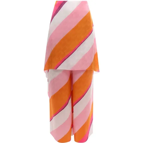 Pink Color-Block Draped Trousers , female, Sizes: S - Fendi - Modalova