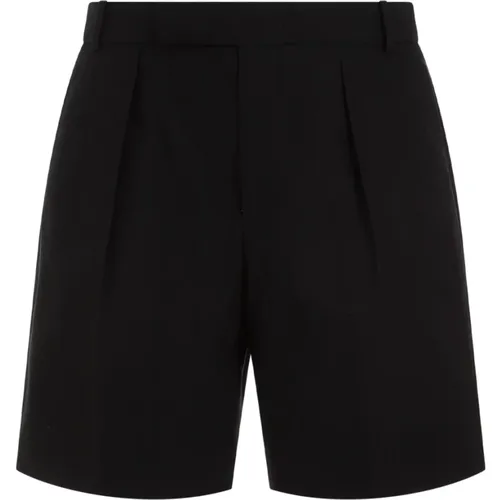 Cotton Shorts with Front Pleats , male, Sizes: M - alexander mcqueen - Modalova
