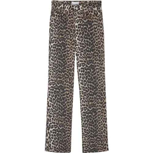 Brown Printed Jeans , female, Sizes: W28, W27 - Ganni - Modalova