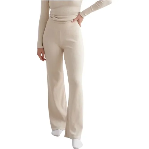 Café Au Lait Ribbed Wool Wide Pants , Damen, Größe: S - Aim'n - Modalova