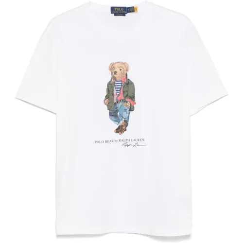 Weißes Polo Bear Print T-Shirt , Herren, Größe: L - Polo Ralph Lauren - Modalova