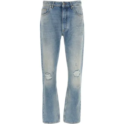 Distressed Denim Jeans with Logo Print , male, Sizes: W31, W33 - Palm Angels - Modalova