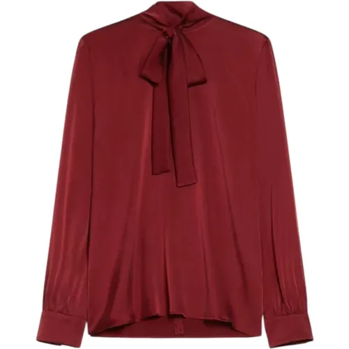 Silk satin shirt Bordeaux , female, Sizes: S, XS, 3XS, 2XS - Max Mara - Modalova