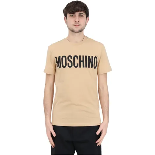 Logo Print Beige T-shirt Moschino - Moschino - Modalova