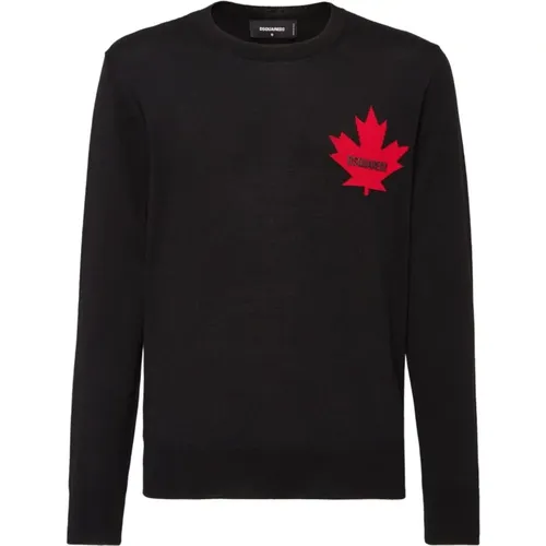 Knitted Maple Leaf Sweater , male, Sizes: L, M - Dsquared2 - Modalova