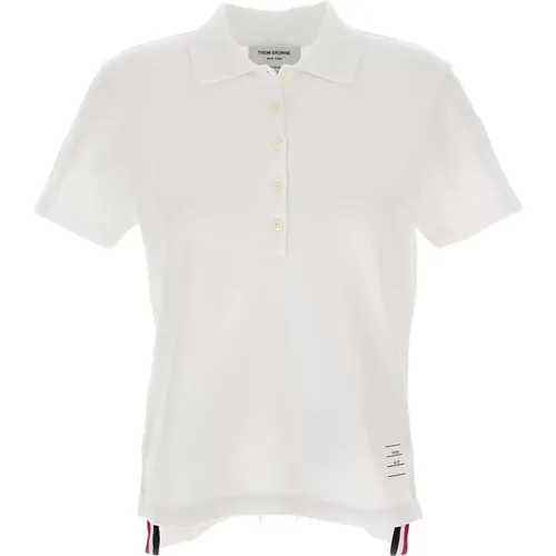 Gestreiftes Poloshirt Weiß , Damen, Größe: XS - Thom Browne - Modalova