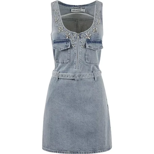 Stylish Denim Mini Dress , female, Sizes: S, XS - Self Portrait - Modalova