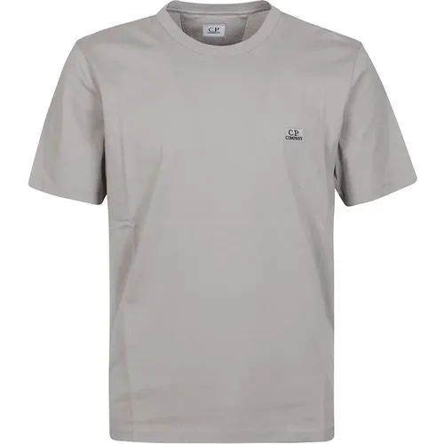 Logo Jersey T-Shirt in Drizzle Grey,T-Shirts,Logo Jersey T-Shirt in Weiß,Logo Jersey T-Shirt Total Eclipse - C.P. Company - Modalova