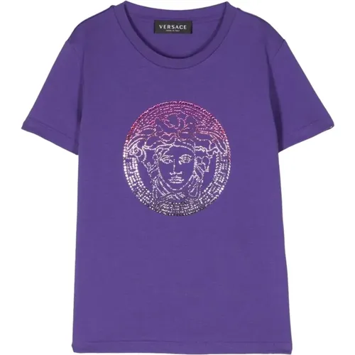 Medusa Logo Strass T-Shirt für Kinder - Versace - Modalova