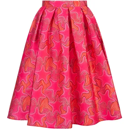 Pink Bell-shaped Midi Skirt Graphic Print , female, Sizes: XS, S, M, 2XS - Alessandro Enriquez - Modalova