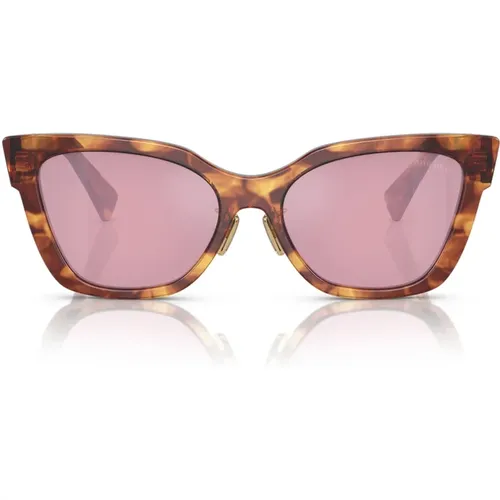 Trendige quadratische Sonnenbrille mit dunkelrosa verspiegelten Gläsern , Damen, Größe: 56 MM - Miu Miu - Modalova