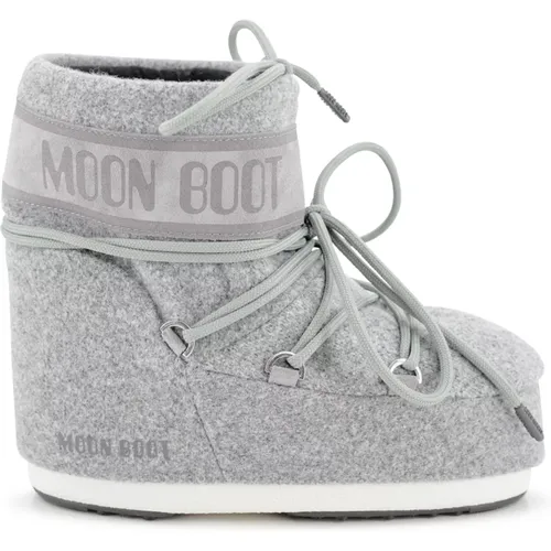 Grey Suede Flat Shoes with Logo , female, Sizes: 2 UK, 6 UK - moon boot - Modalova