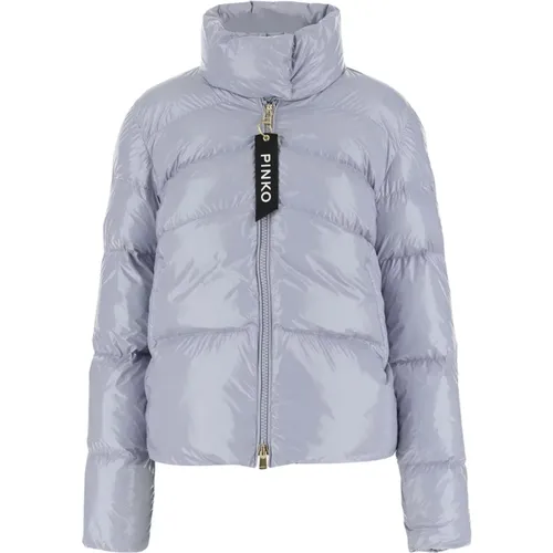 Gepolsterte Nylon Daunenjacke Hellblau , Damen, Größe: S - pinko - Modalova