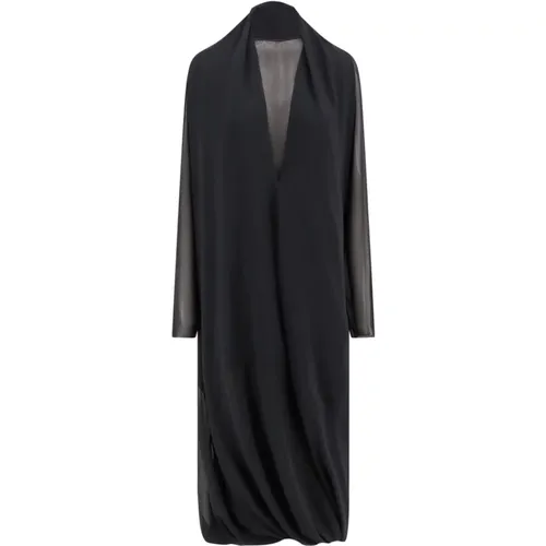 Schwarzes V-Ausschnitt Kleid Aw24 - MM6 Maison Margiela - Modalova