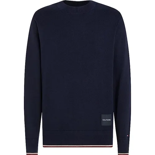 Herren Rippstrick Rundhals Pullover , Herren, Größe: S - Tommy Hilfiger - Modalova