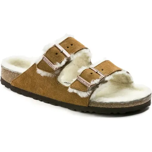 Shearling Mink Arizona Sandals , female, Sizes: 8 UK, 7 UK, 6 UK, 4 UK, 5 UK - Birkenstock - Modalova