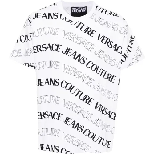 Logo Print Cotton T-shirt , male, Sizes: XL, L, S, M - Versace Jeans Couture - Modalova