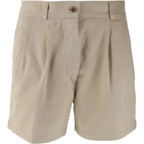 Cotton Shorts with Pleated Front , female, Sizes: S, XS - Aspesi - Modalova