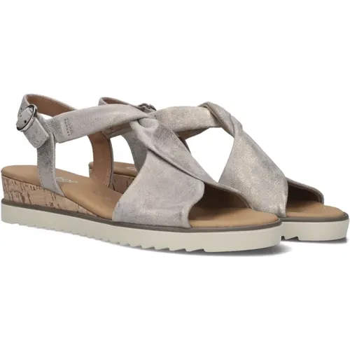 Taupe Leder Sandalen Twist Knöchelriemen , Damen, Größe: 44 EU - Gabor - Modalova